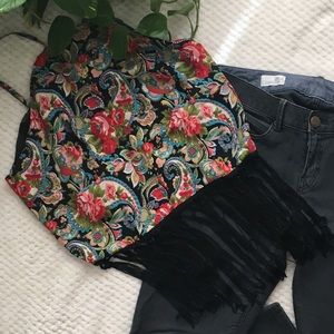 BOGO🍾 • Floral paisley tassel blouse